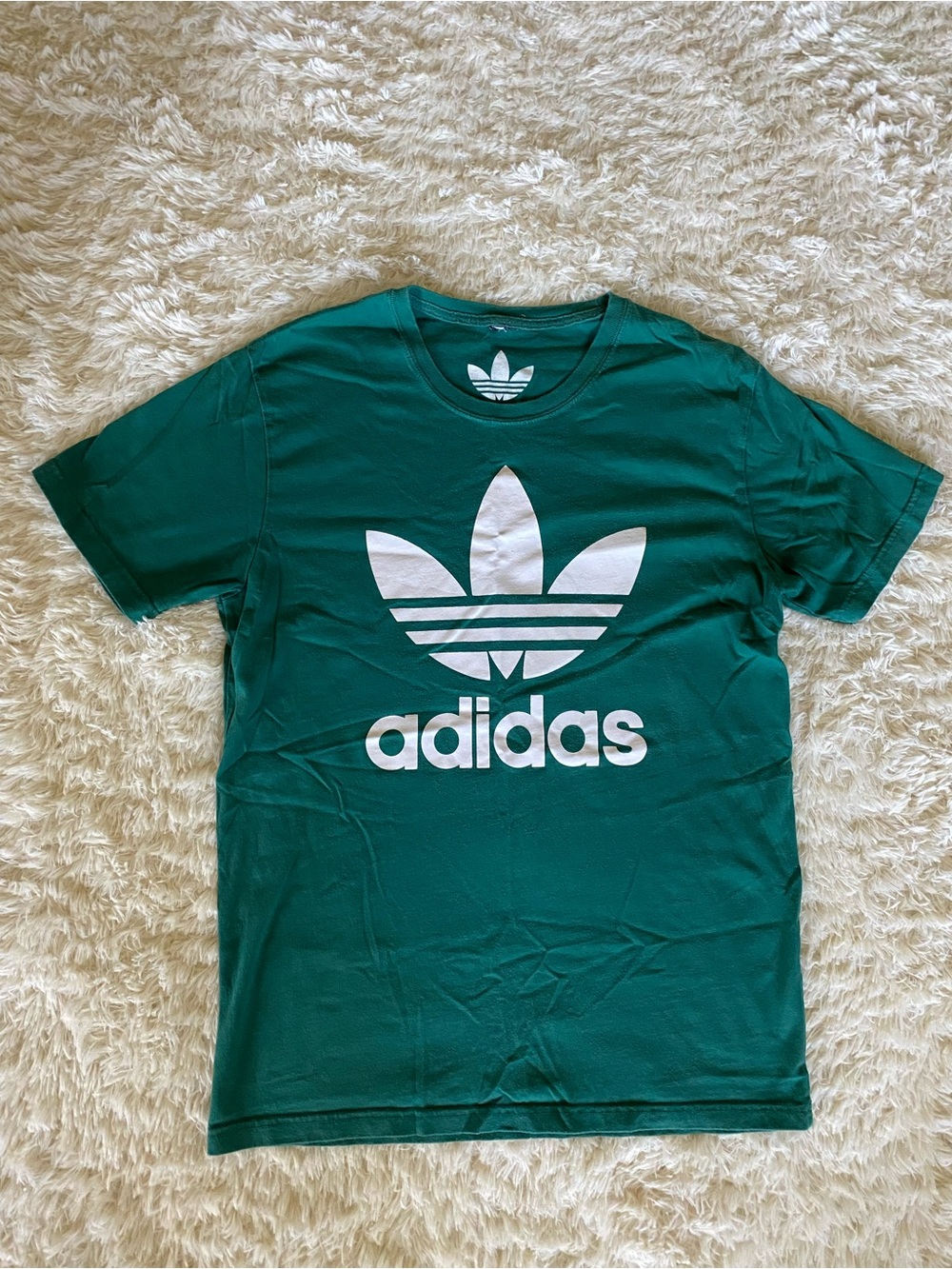 adidas Unisex Green Tee with White Trefoil Logo